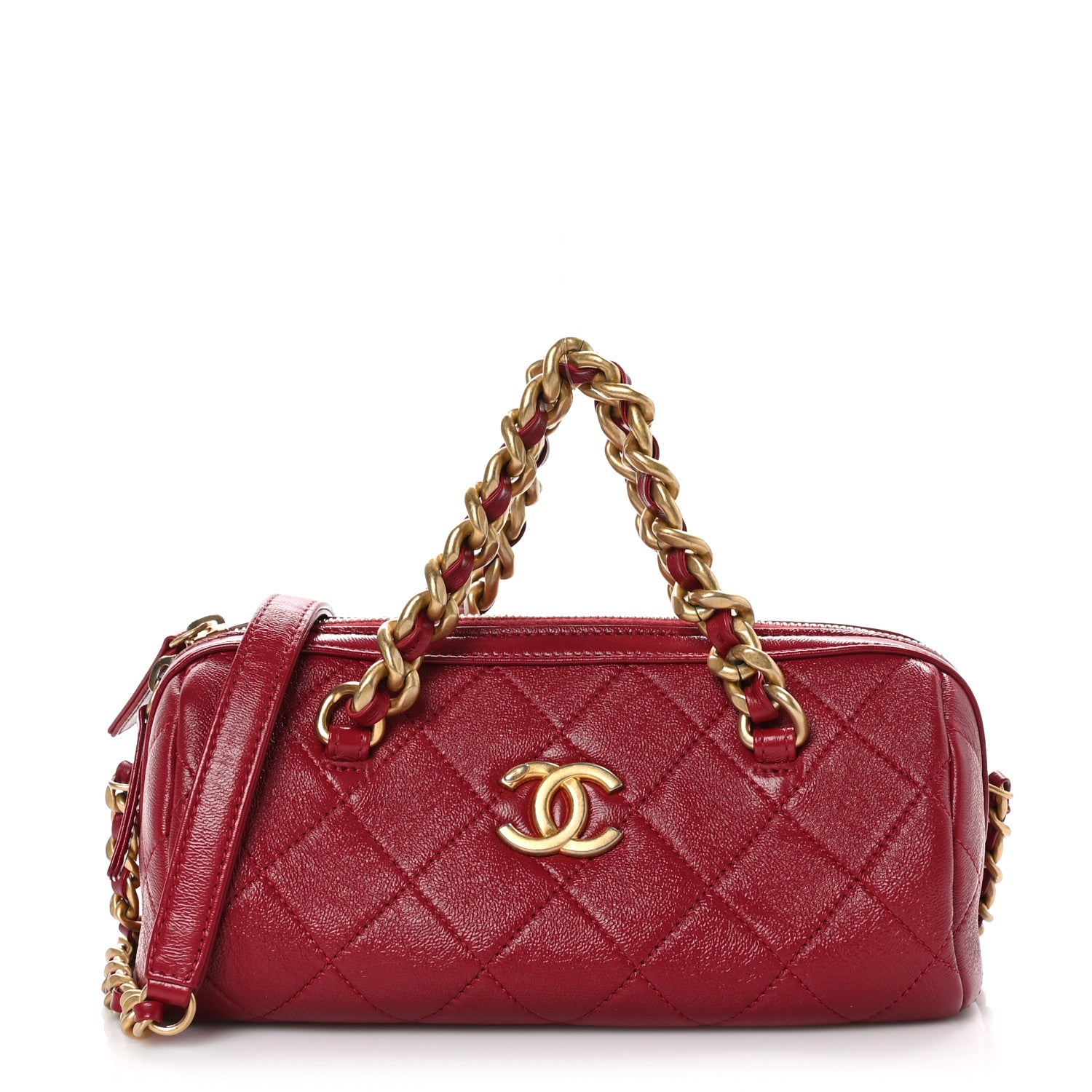 Chanel Shiny Lambskin Quilted Small Fashion Therapy Bowling Bag Rose 1 of 10