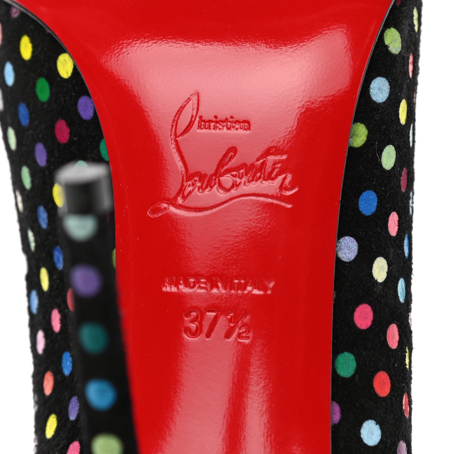 Christian Louboutin Suede Polka Dot Hot Chick 100 Pumps 37.5 Black Multicolor 7 of 8
