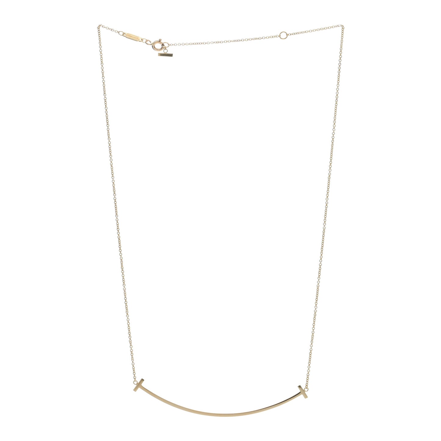 18K Yellow Gold Large T Smile Pendant Necklace