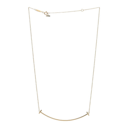 Tiffany 18K Yellow Gold Large T Smile Pendant Necklace 3 of 5