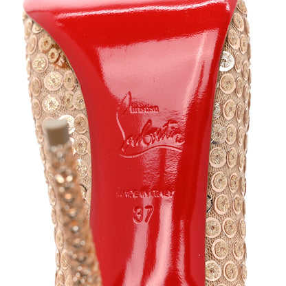 Christian Louboutin Glitter Diams Paillettes Gipsybootie 100 Ankle Boots 37 Nude 6 of 7