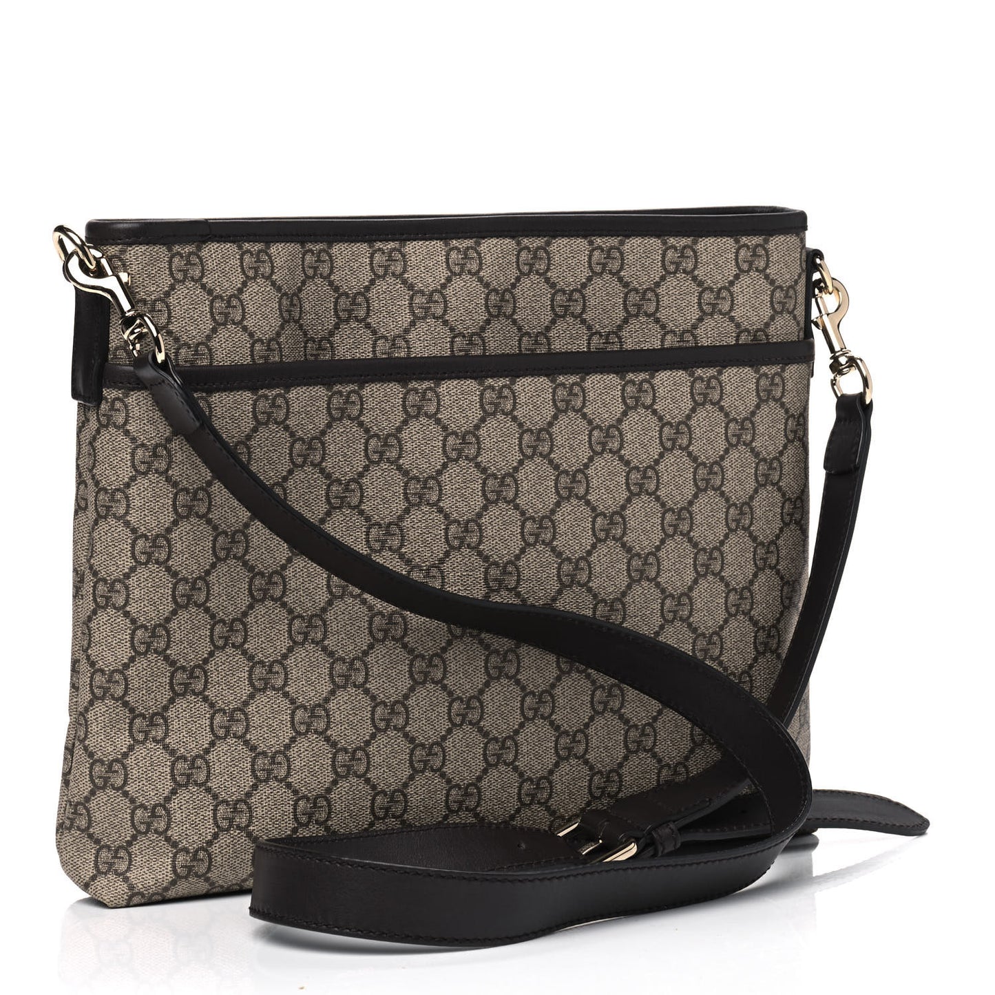GG Plus Monogram Medium Flat Messenger Bag Dark Brown