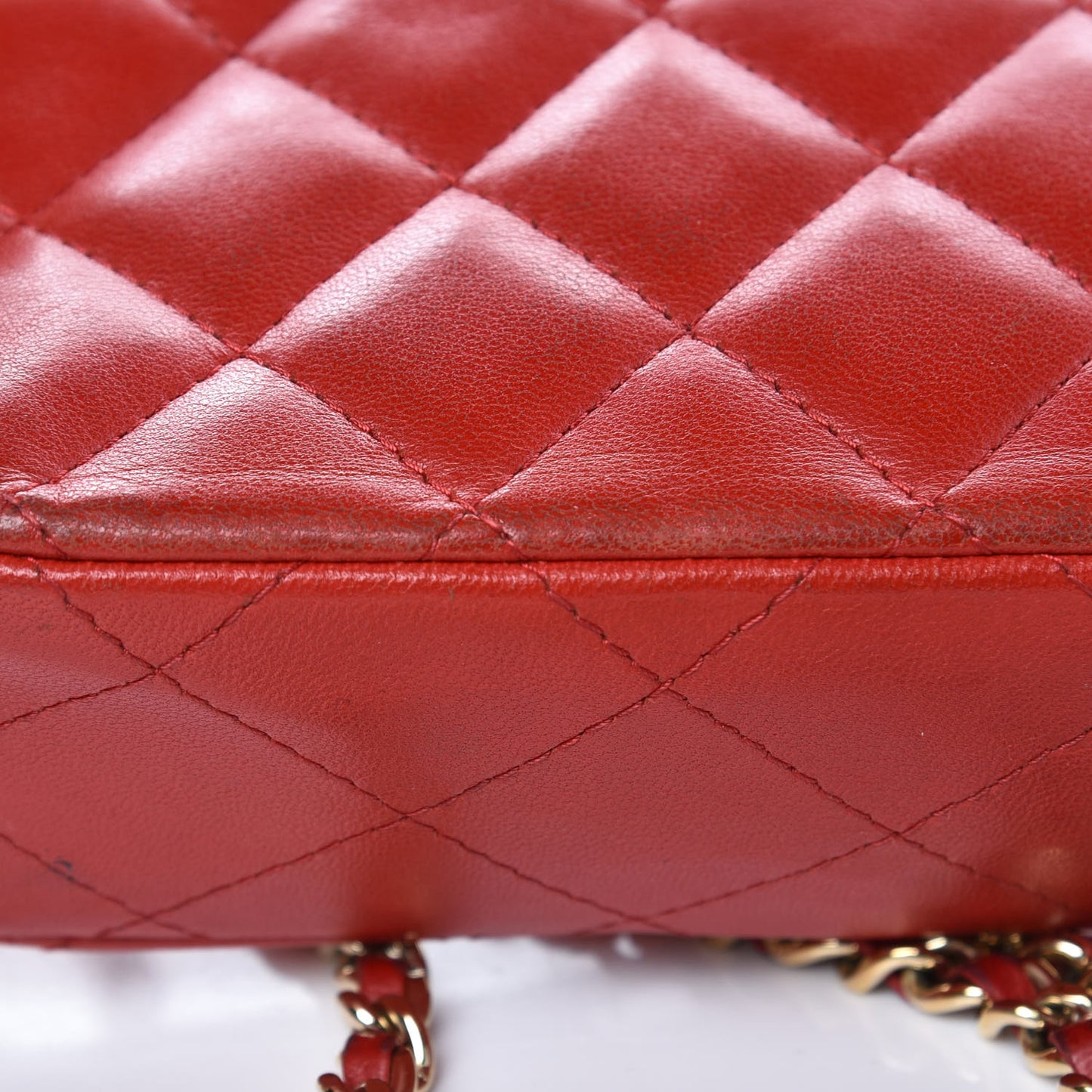 Lambskin Quilted Extra Mini V For Victory Flap Red
