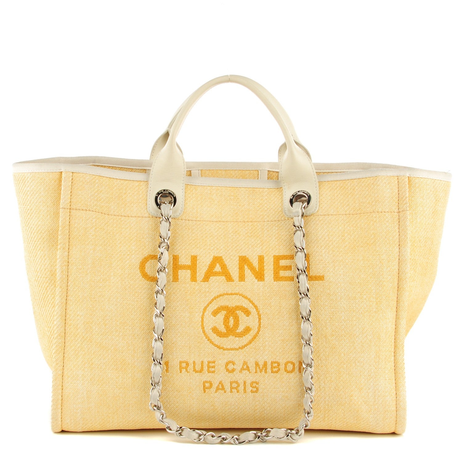 Chanel Woven Straw Raffia Large Deauville Tote Yellow 1 of 7