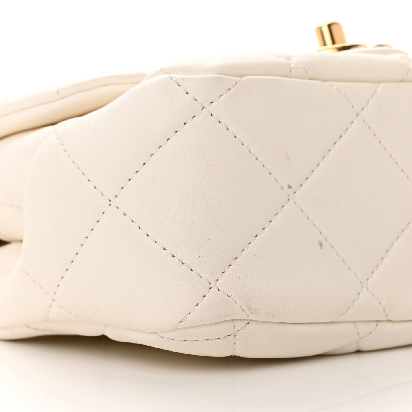 Lambskin Quilted Logo Mini Flap With Handle White