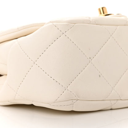 Chanel Lambskin Quilted Logo Mini Flap With Handle White 9 of 20