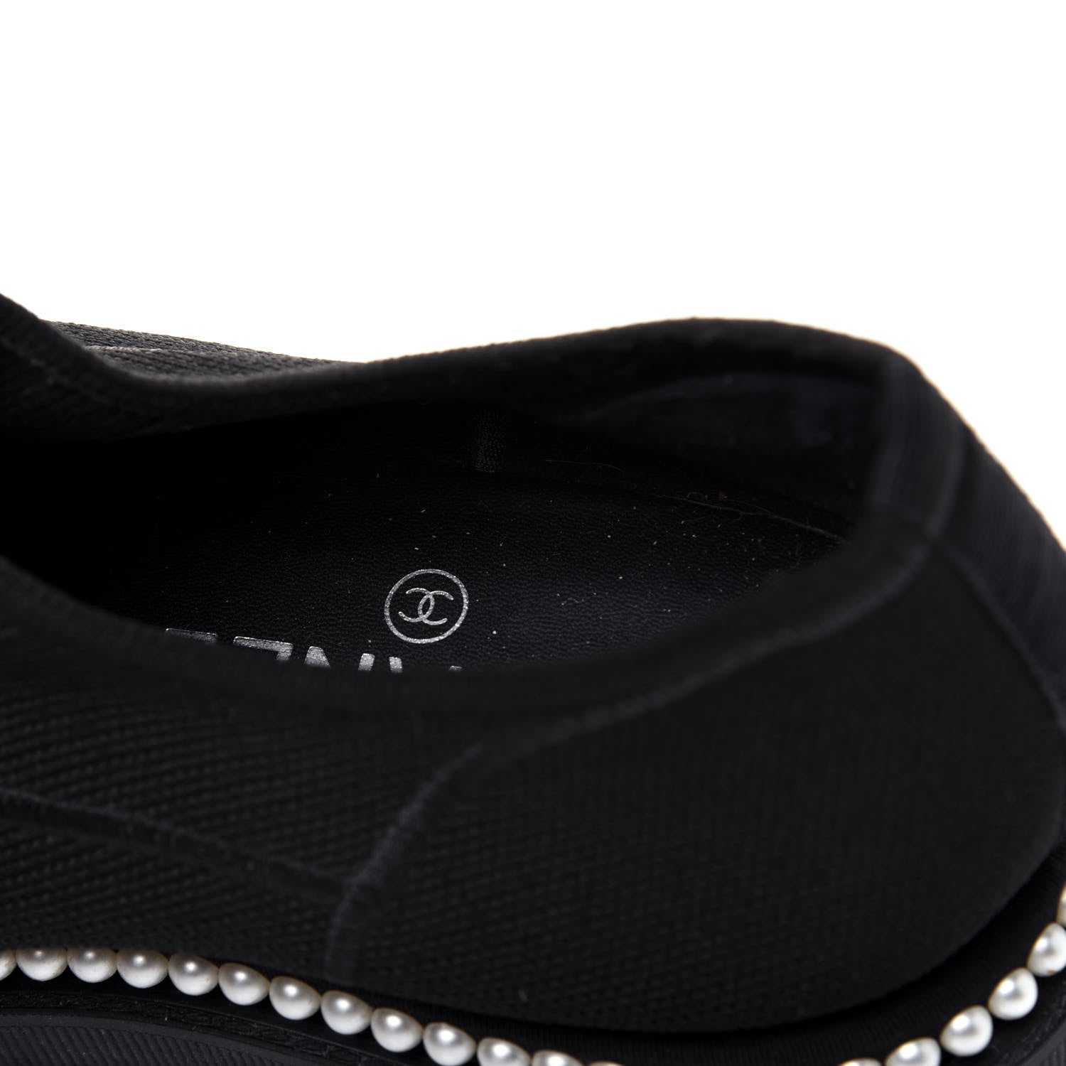 Chanel Stretch Fabric Grosgrain Pearl Cap Toe CC Moccasin Loafers 39 Black 13 of 13