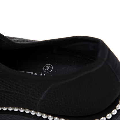 Chanel Stretch Fabric Grosgrain Pearl Cap Toe CC Moccasin Loafers 39 Black 13 of 13