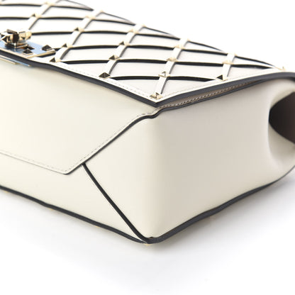 Valentino Garavani Smooth Calfskin Quilted Beehive Shoulder Bag Light Ivory 8 of 8