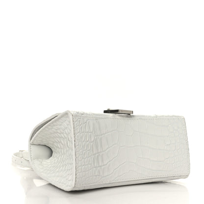 Balenciaga Calfskin Crocodile Embossed Small Hourglass Top Handle Bag White 4 of 9