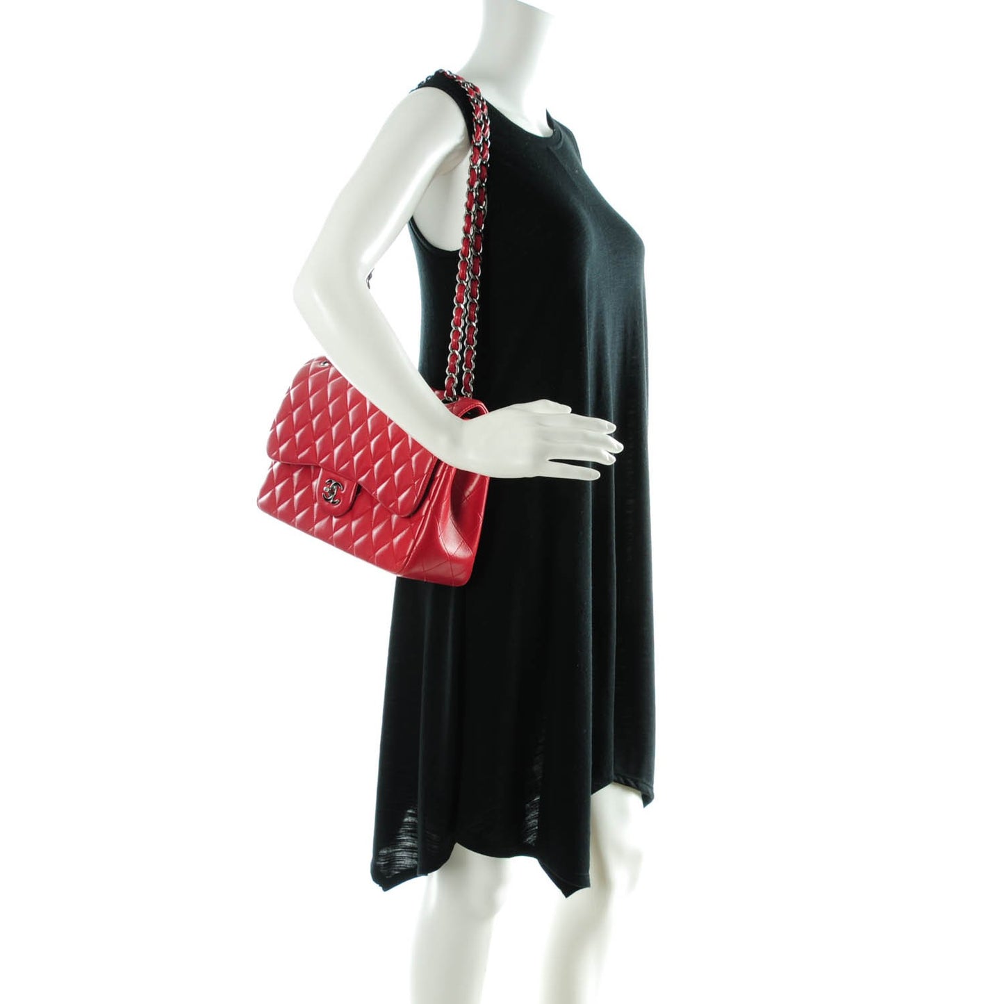 Lambskin Quilted Jumbo Double Flap Red