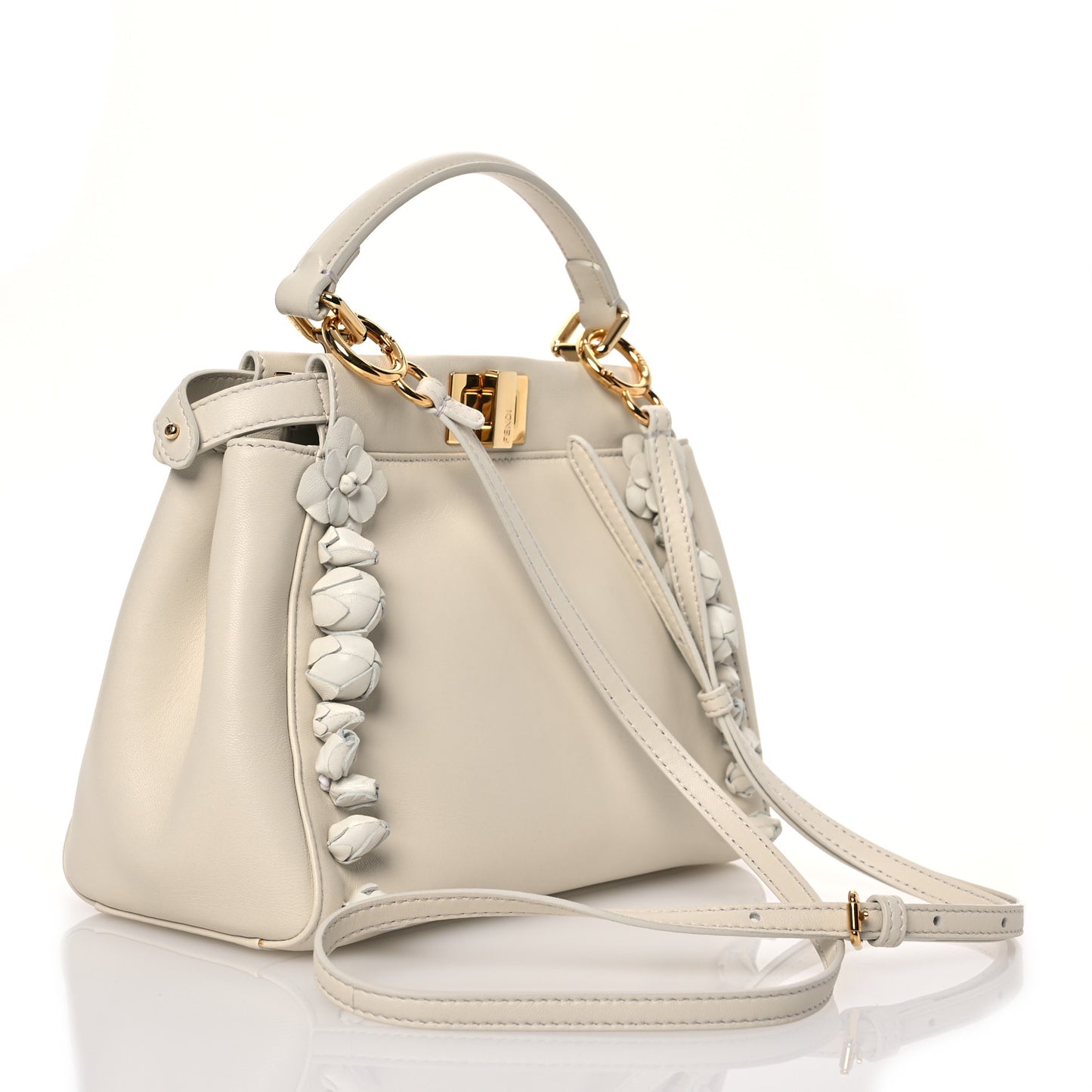 Nappa Rosebud Mini Peekaboo Iconic Satchel Bianco