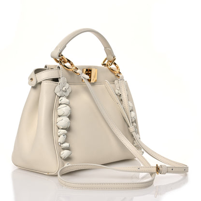 Fendi Nappa Rosebud Mini Peekaboo Iconic Satchel Bianco 3 of 13