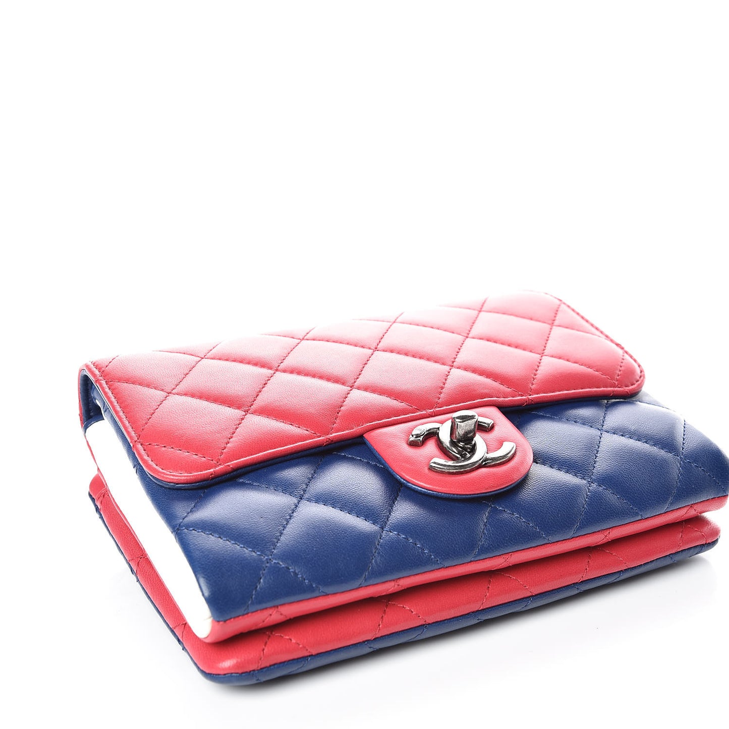 Lambskin Quilted Tri-color Crossbody Bag Dark Red