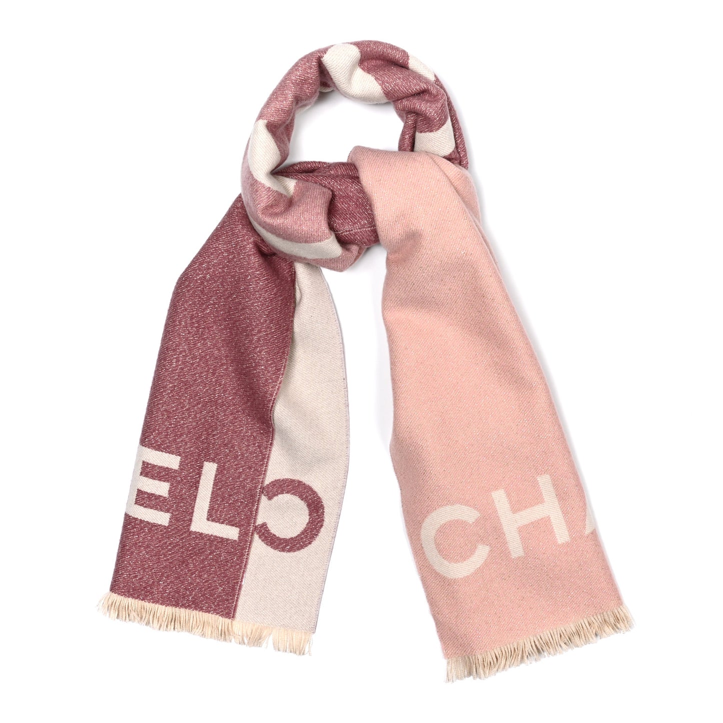 Cashmere CC Fringe Stole Pink