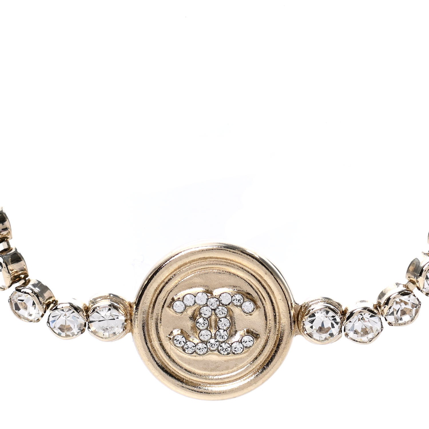 Chanel Crystal CC Chain Short Necklace Gold 4 of 6