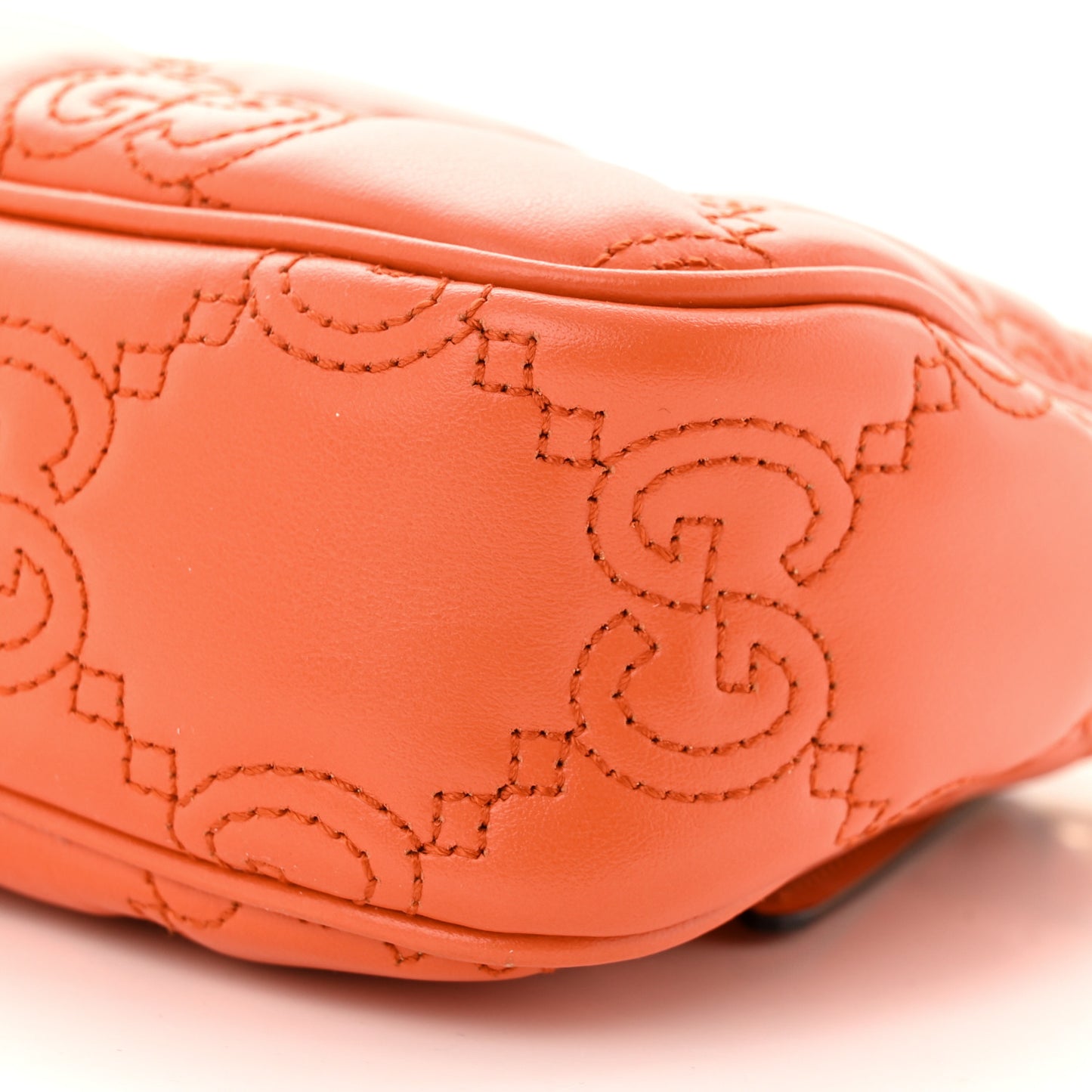 Calfskin GG Matelasse Chain Handbag Deep Orange Natural