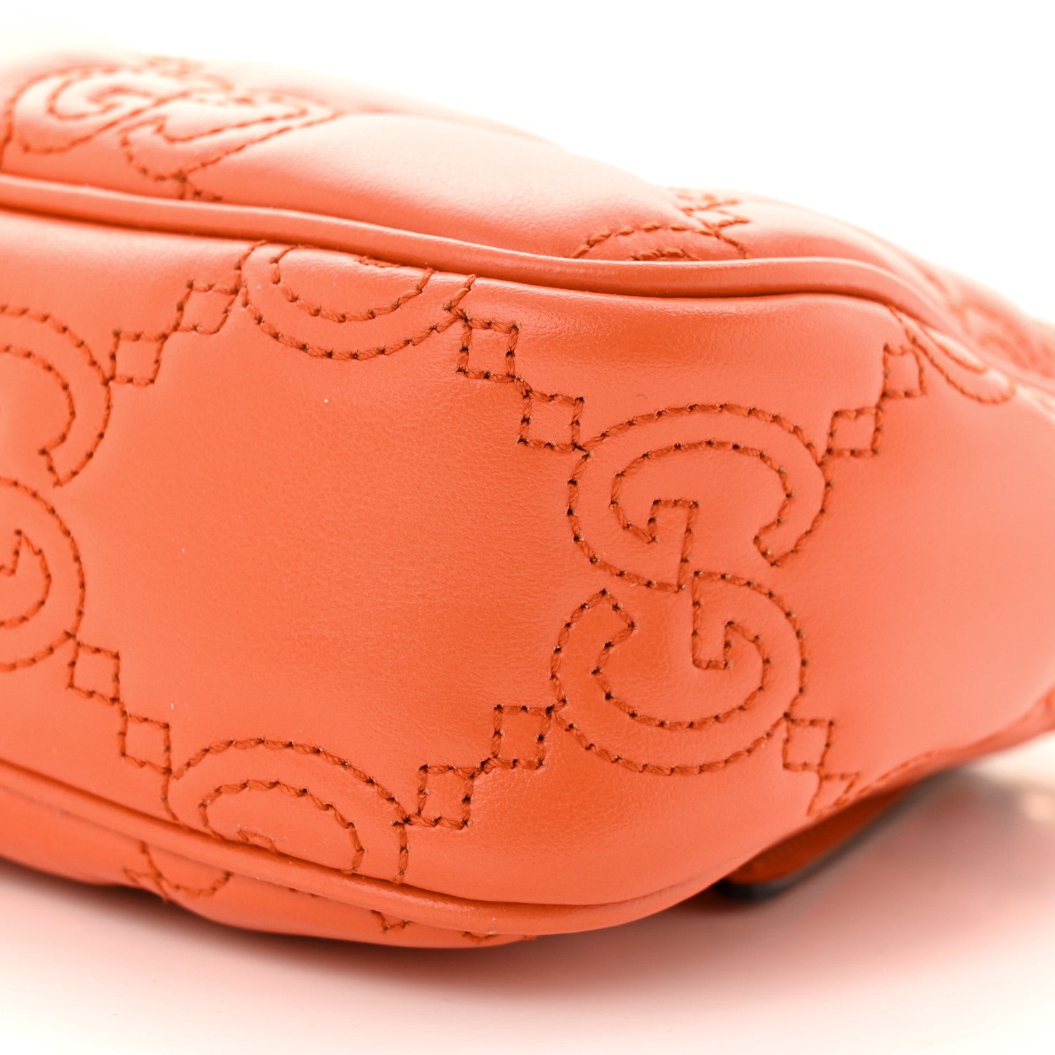 Gucci Calfskin GG Matelasse Chain Handbag Deep Orange Natural 10 of 10