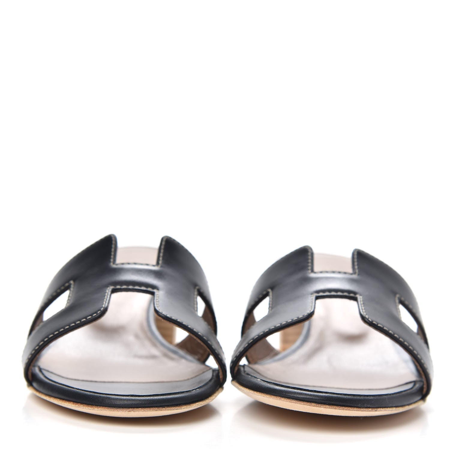 Hermes Calfskin Oasis Sandals 37 Black 2 of 9