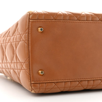Christian Dior Lambskin Cannage Medium Lady Dior Tan 9 of 16