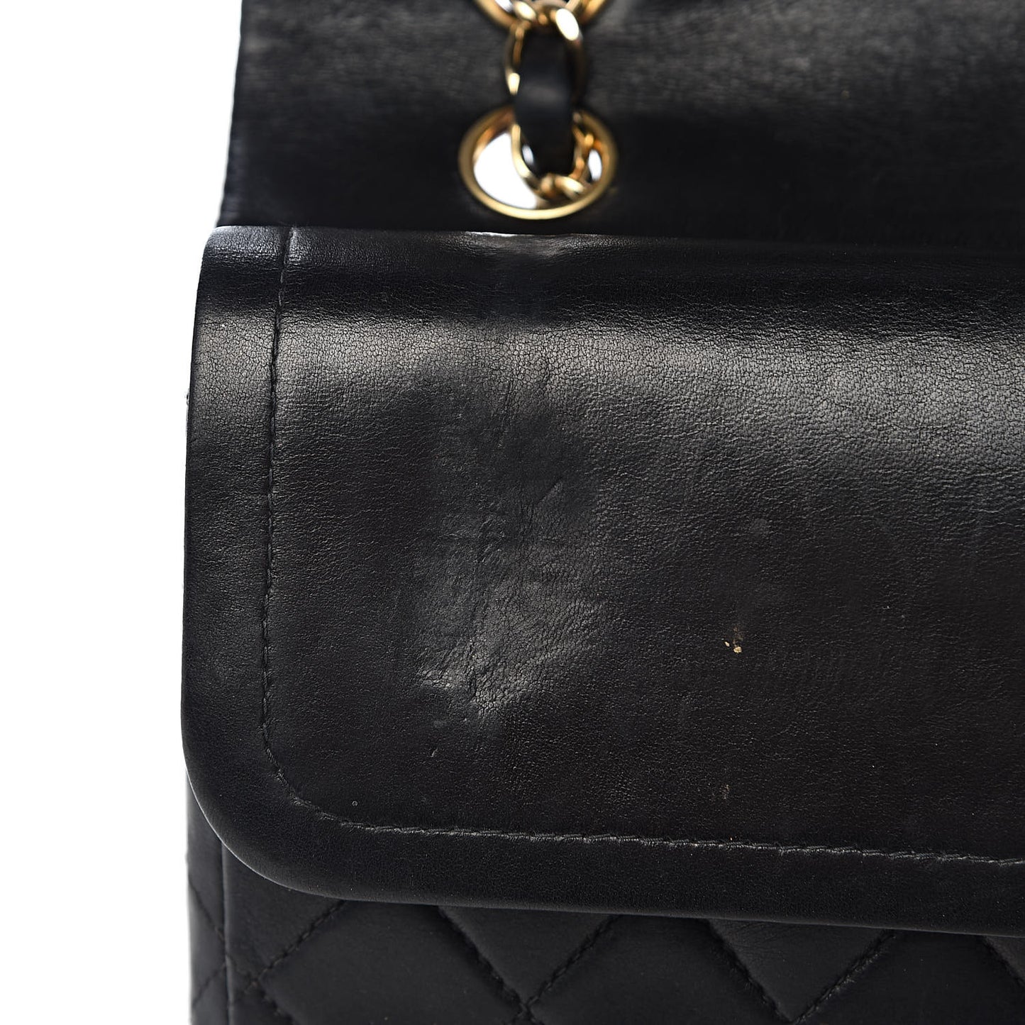 Lambskin Quilted Medium Double Flap Black