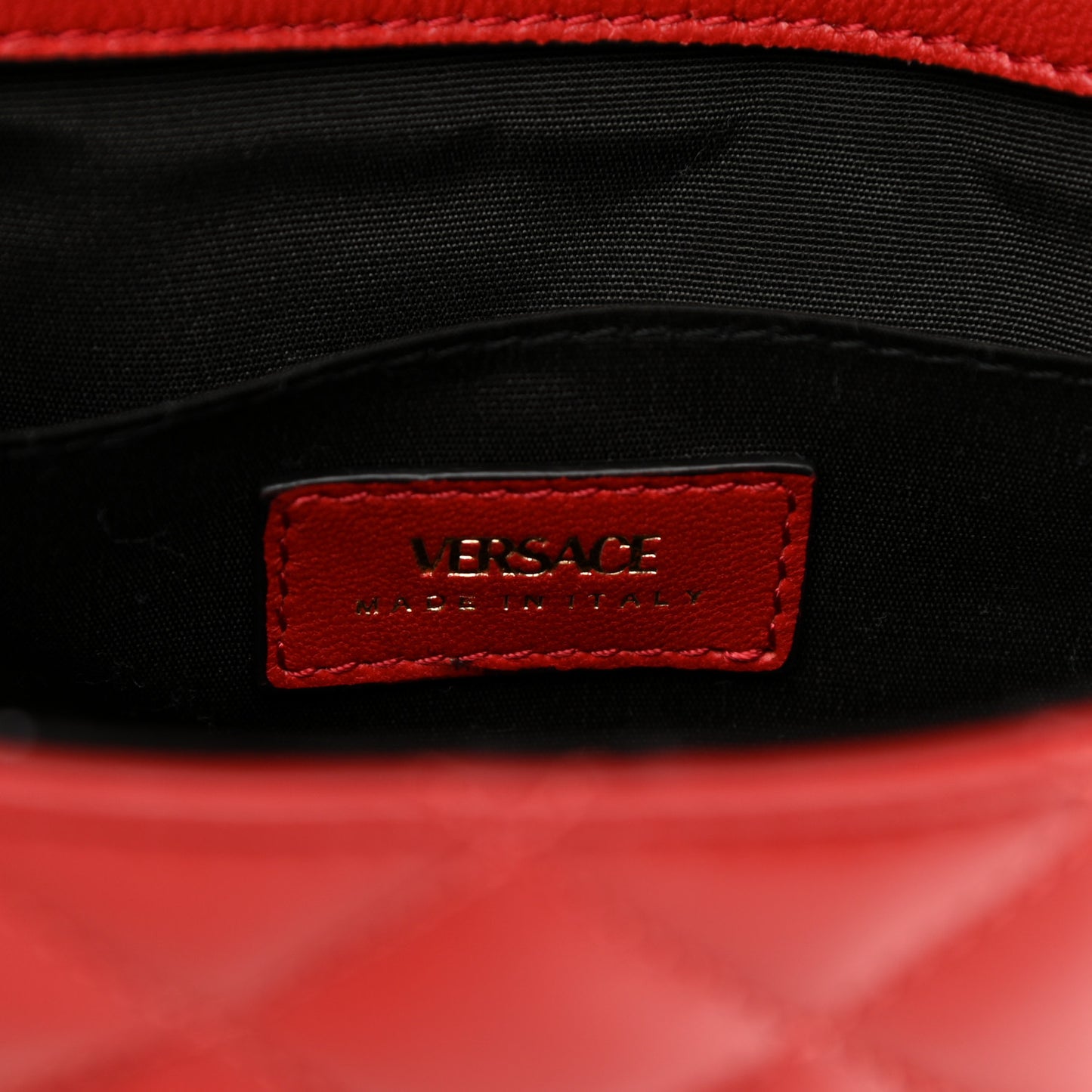 Nappa Quilted Medusa Chain Crossbody Red
