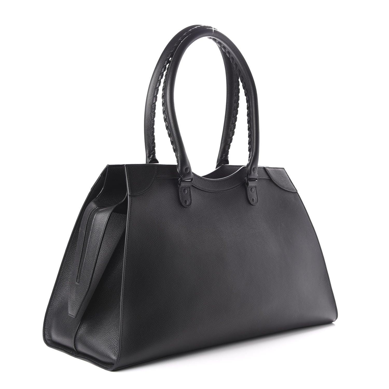 Balenciaga Grained Calfskin Neo Classic Black Hardware Large Top Handle Bag Black 3 of 10