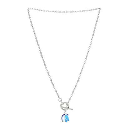 Hermes Palladium Enamel Helios Cheval Necklace Camaïeu De Bleu 2 of 3