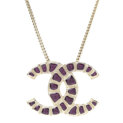 Chanel Resin Along The Nile CC Pendant Necklace Gold Purple 4 of 6