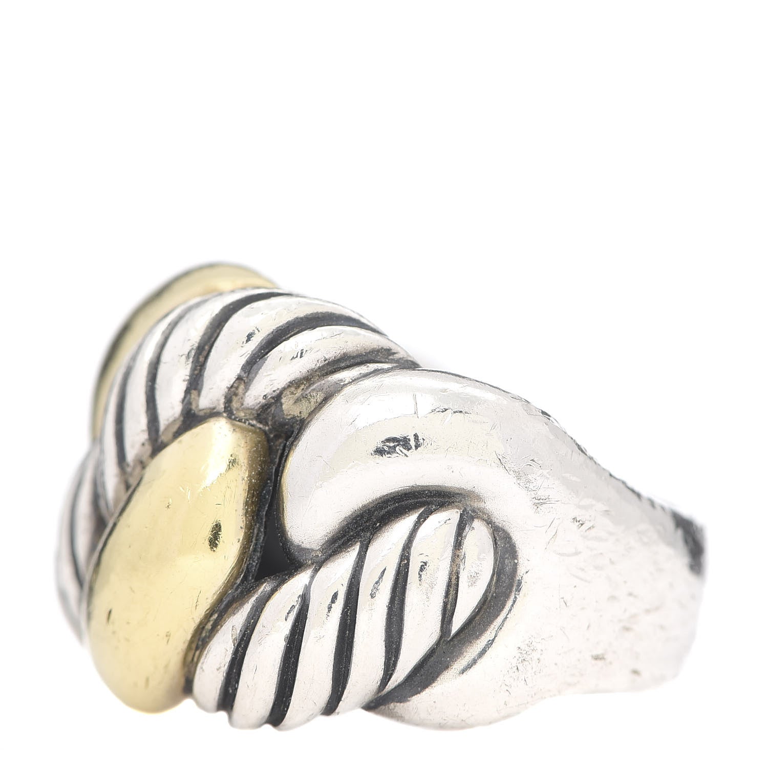 David Yurman Sterling Silver 18K Yellow Gold 20mm Cordelia Ring 57 8 3 of 5