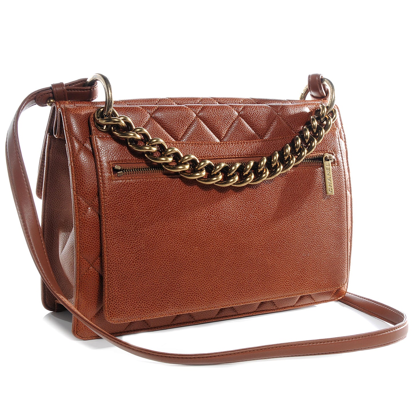 Caviar Quilted Large Retro Class Flap Brown