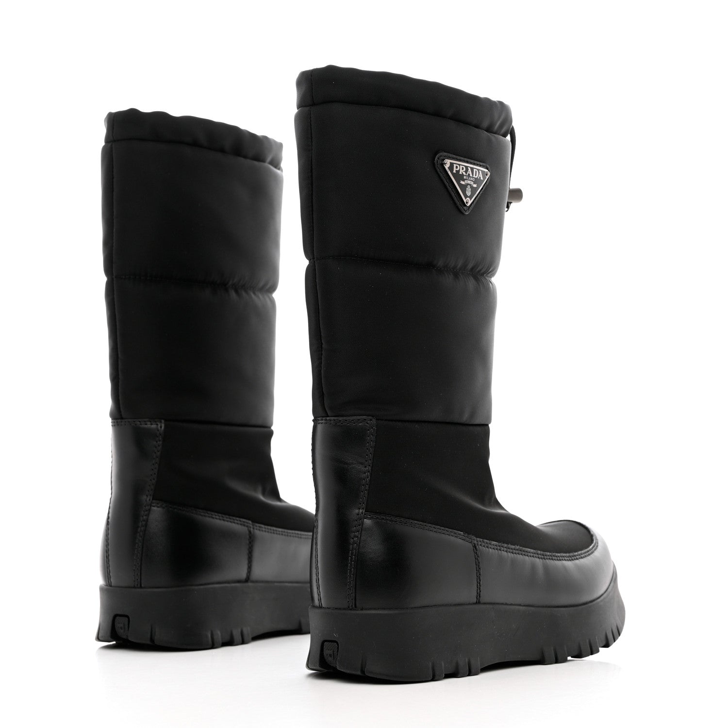Prada Nylon Metal Triangle Logo Padded Moon Boots 37 Black 4 of 12