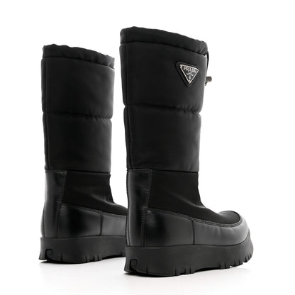 Prada Nylon Metal Triangle Logo Padded Moon Boots 37 Black 4 of 12
