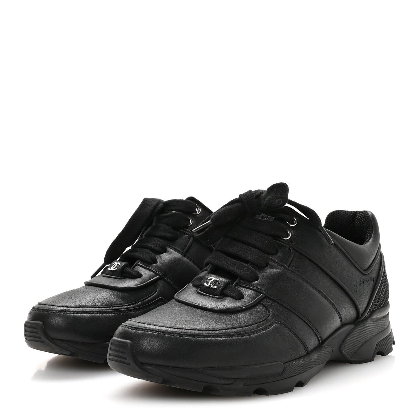 Calfskin Tweed Womens Sneakers 37 Black