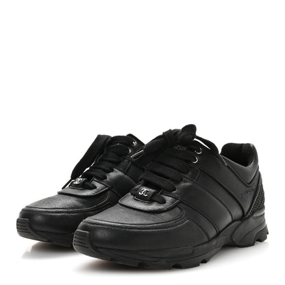 Chanel Calfskin Tweed Womens Sneakers 37 Black 4 of 8