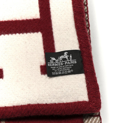 Hermes Wool Cashmere Avalon III Blanket Ecru Rouge H 3 of 3