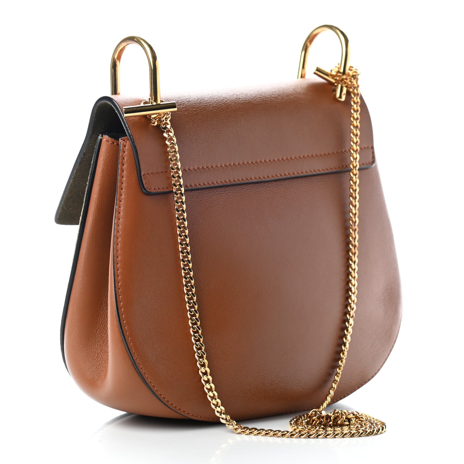Chloe Suede Smooth Calfskin Drew Shoulder Bag Caramel 3 of 7