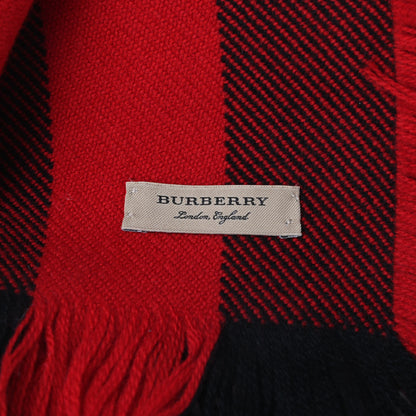 Burberry Wool Half Mega Check Fringe Scarf Red 4 of 4