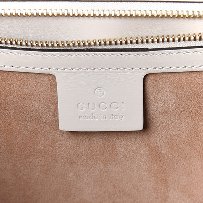 Gucci Calfskin Embroidered Medium Sylvie Top Handle Bag White 8 of 9