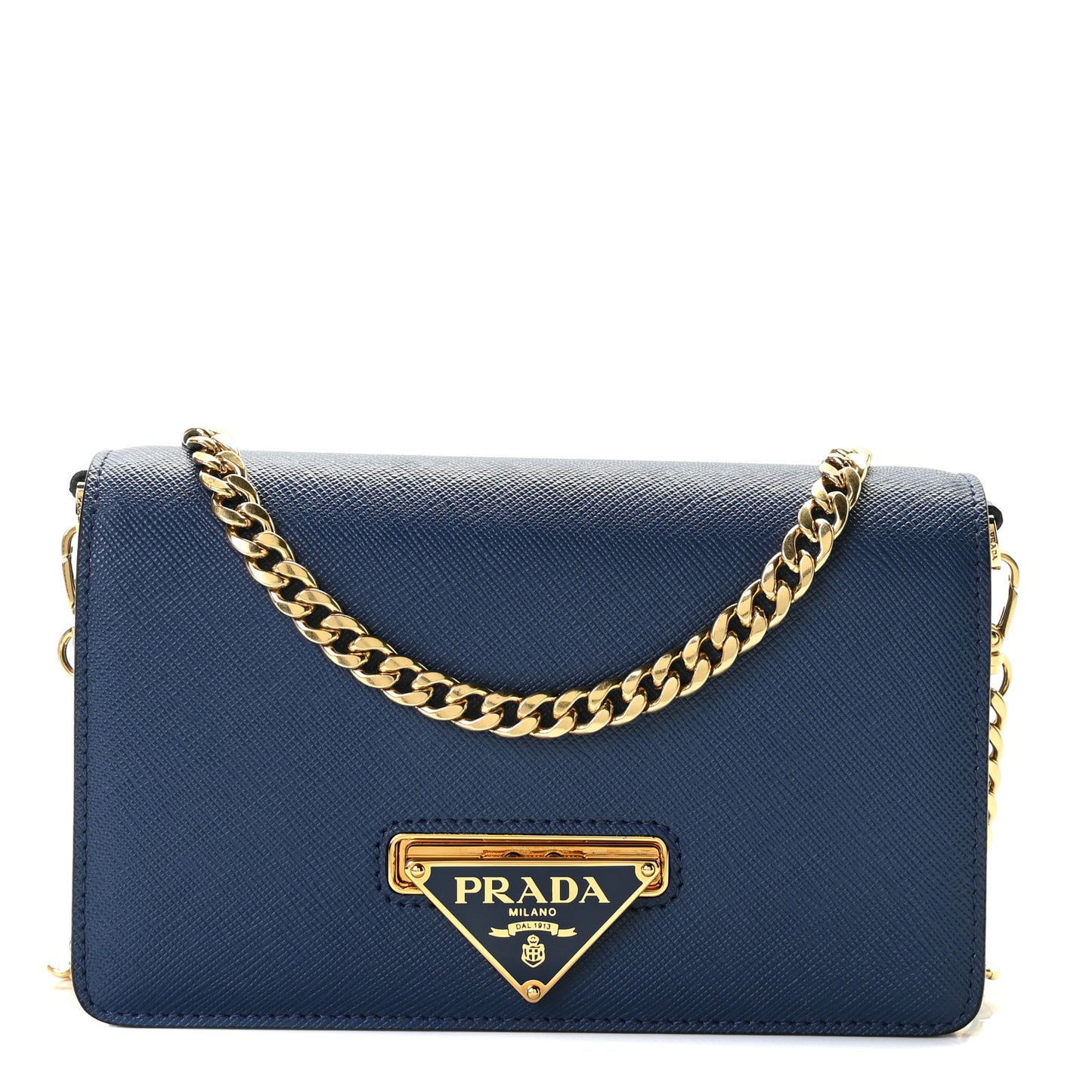 Saffiano Chain Crossbody Bag Bluette