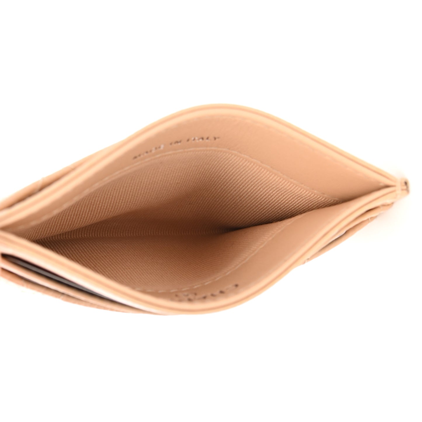 Caviar Quilted Card Holder Beige