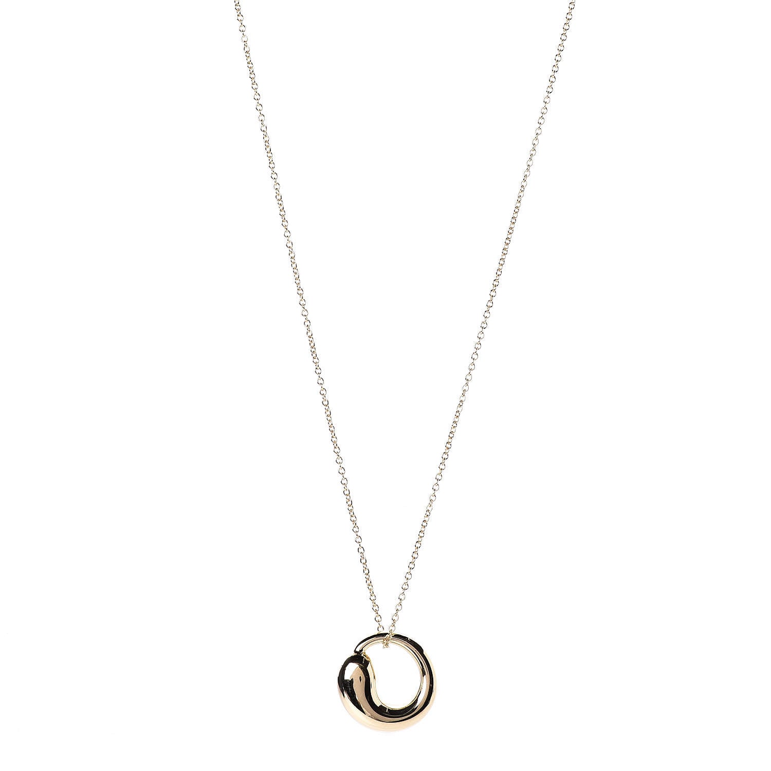 Tiffany 18K Yellow Gold 12mm Elsa Peretti Eternal Circle Pendant Necklace 1 of 6