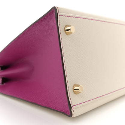 Hermes Epsom Bi-Color Horseshoe Kelly Sellier 28 Craie Rose Pourpre 9 of 11