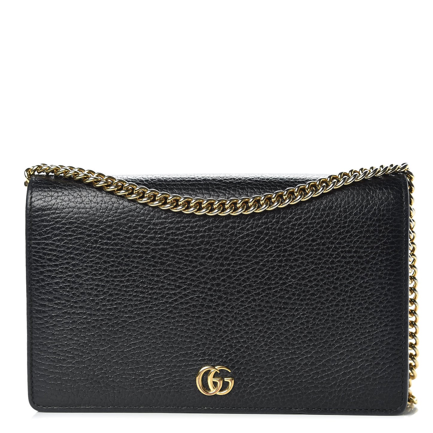 Calfskin Mini GG Marmont Chain Wallet Black