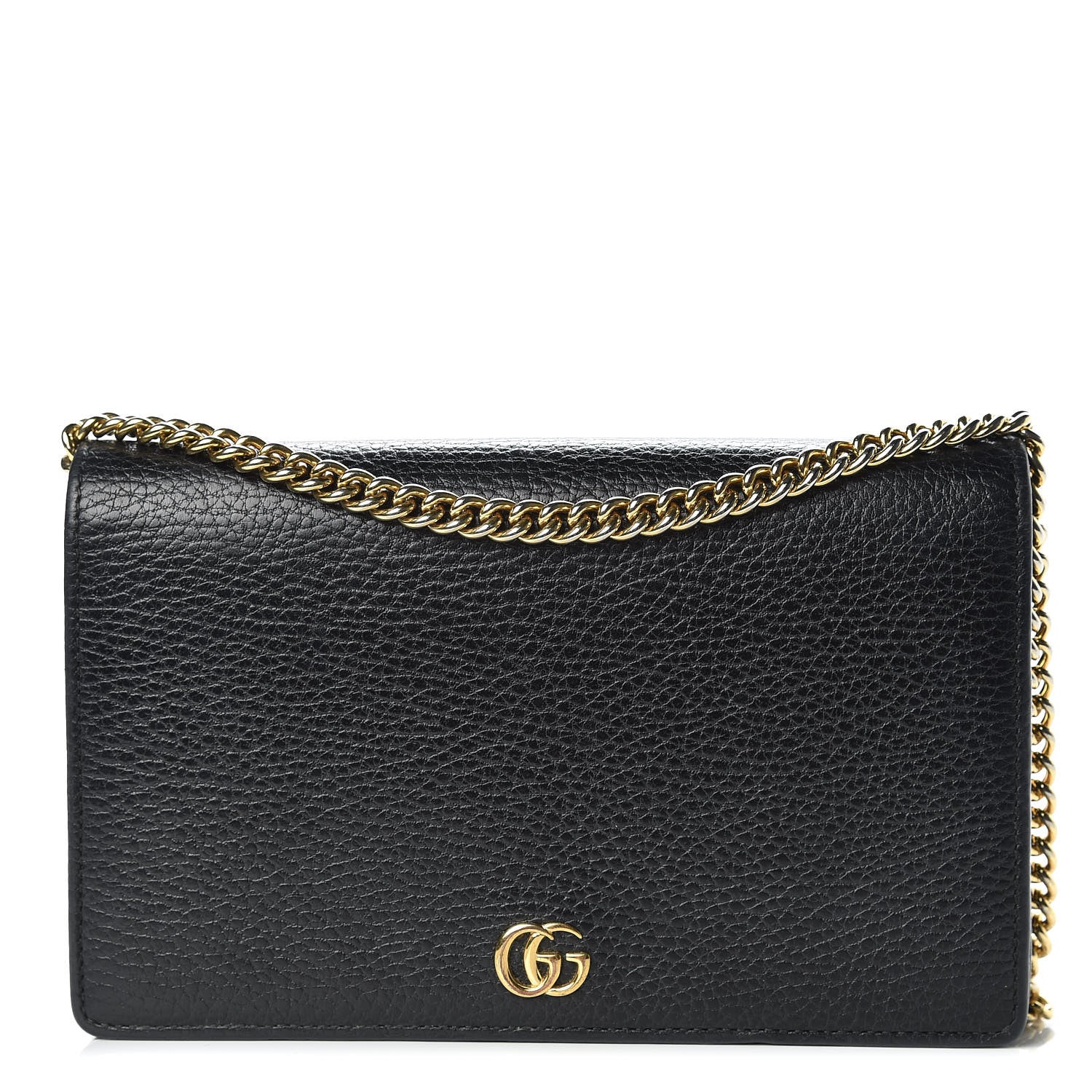 Gucci Calfskin Mini GG Marmont Chain Wallet Black 1 of 12