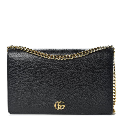 Gucci Calfskin Mini GG Marmont Chain Wallet Black 1 of 12