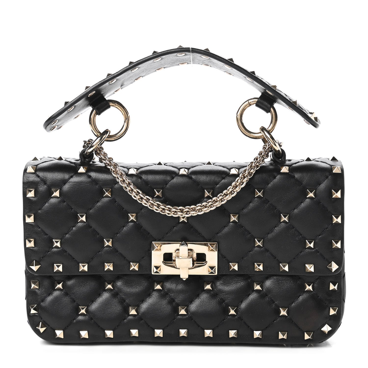 Valentino Garavani Lambskin Small Rockstud Spike Shoulder Bag Black 1 of 9