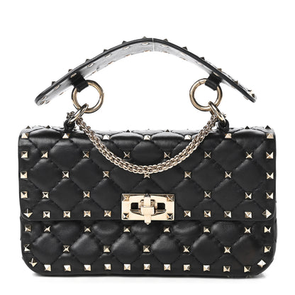 Valentino Garavani Lambskin Small Rockstud Spike Shoulder Bag Black 1 of 9
