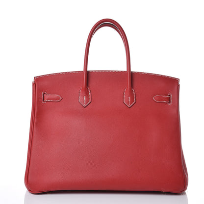 Hermes Epsom Candy Birkin 35 Rouge Casaque Bleu Thalassa 4 of 39