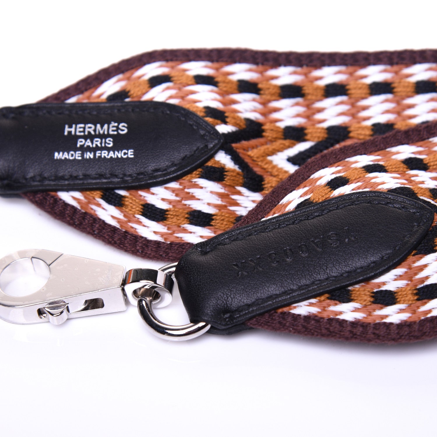 Hermes Toile Swift Sangle Allegro 50mm Shoulder Strap Sesame White Black 6 of 8